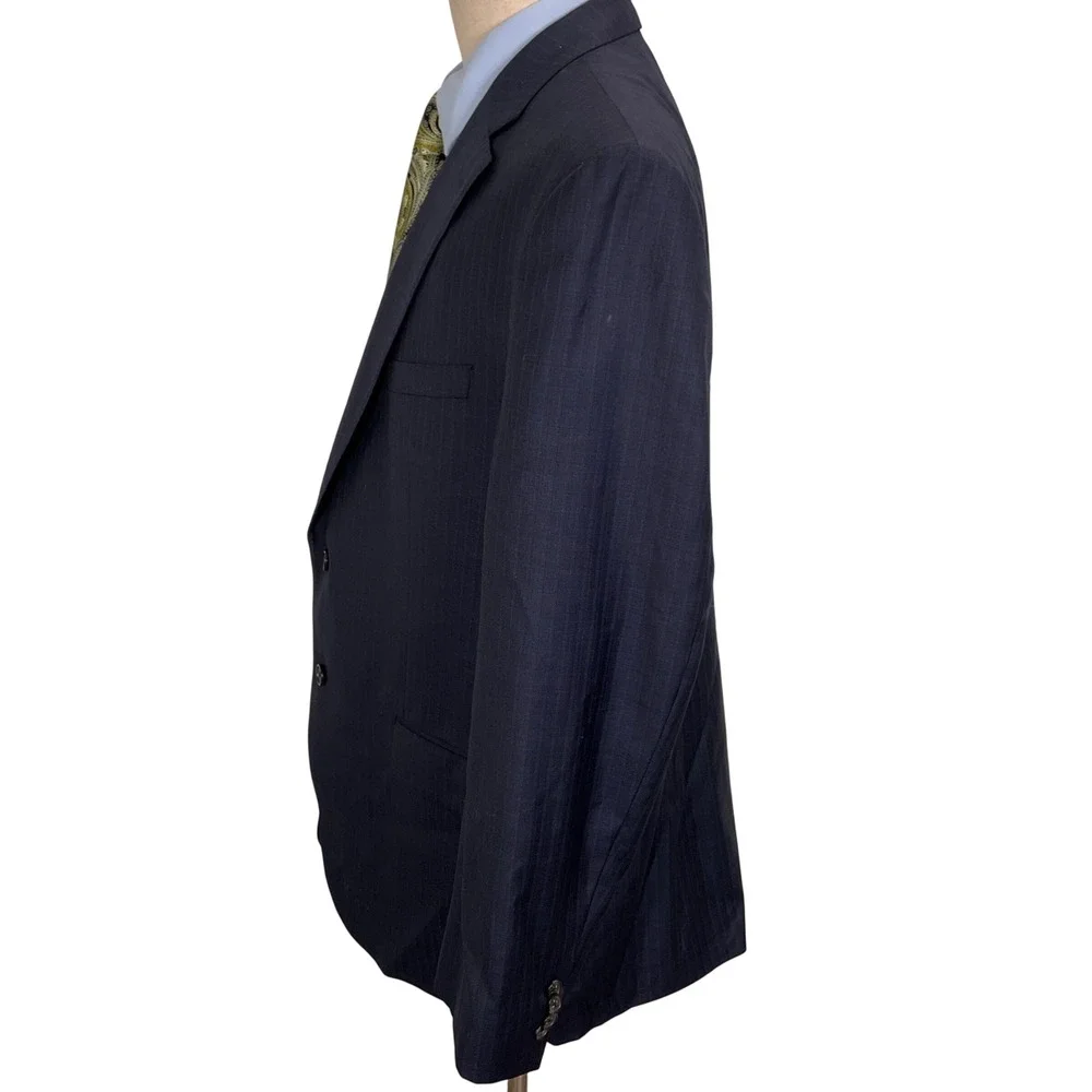 CREMIEUX Blazer Mens 48R Navy Blue Pinstripe 130s Loro Piana Wool‎ Jacket Italy
